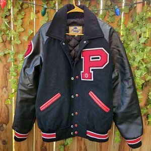 Vintage 80's Water Polo Black and Red Varsity Jacket